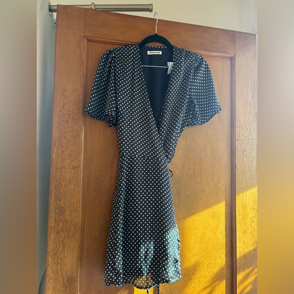 Sisterhood Navy Polka Dot Wrap Dress